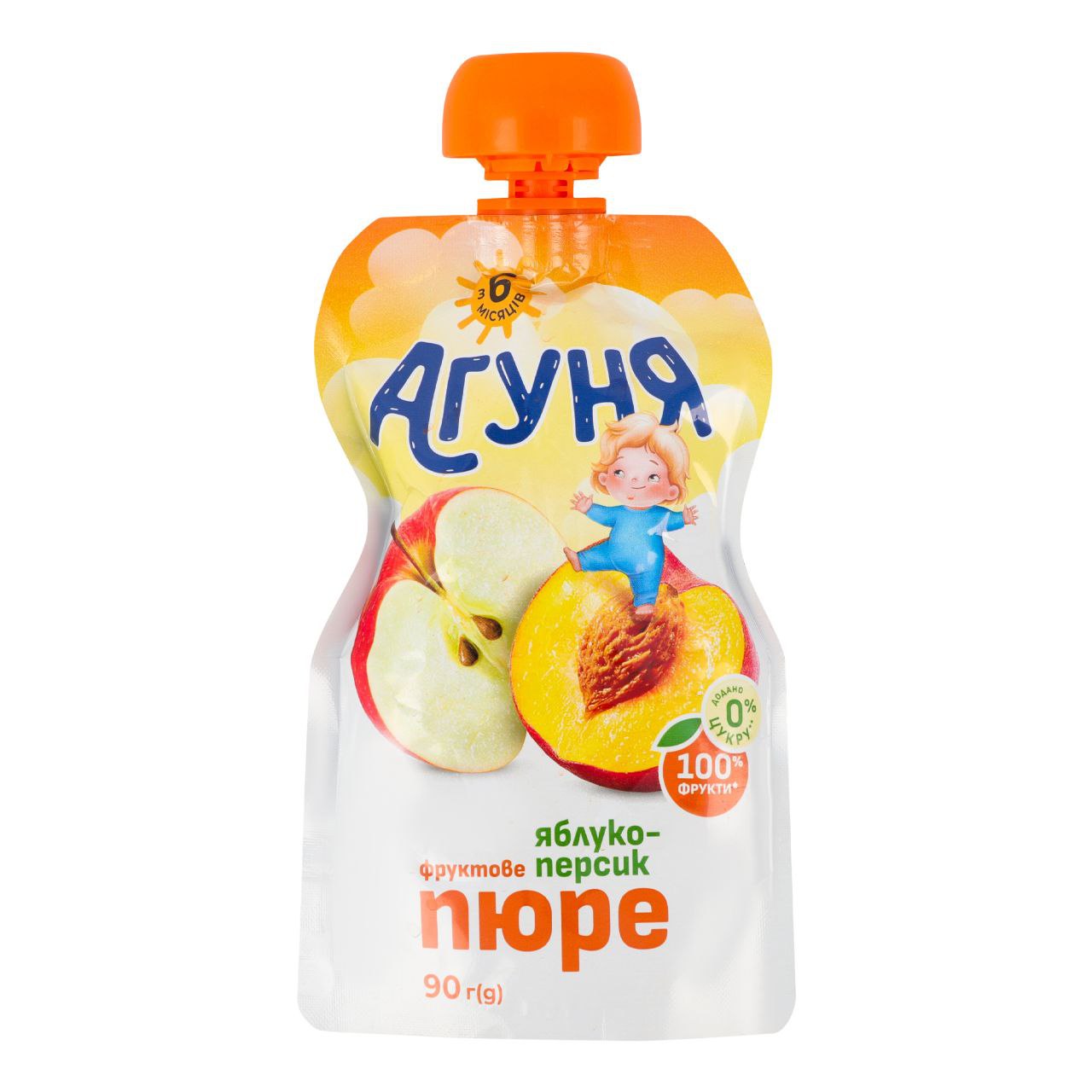 Пюре Агуня Яблуко-Персик 90 г дой-пак 